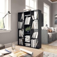 vidaXL Room Divider Room Divider Bookcase for Living Room Display Bookshelf Storage Organizer Modern Scandinavian Style Blac