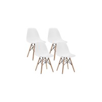 Canglong Modern Style Dining ,Mid Century Modern Dsw , Shell Lounge Plastic Chair For Kitchen, Dining, Bedroom, Living Room Side Chairs Set Of 4(White)