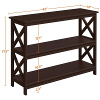 Yaheetech Console Table With 3 Storage Shelves, 3-Tier Entryway Table, Sofa Side Narrow Long Bookshelf For Hallway Living Room, Accent Furniture, Espresso