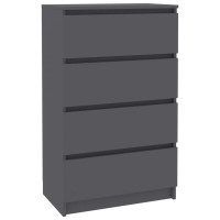 Vidaxl Sideboard, Sideboard Cabinet Side Cabinet With Drawers, Drawer Sideboard, Storage Side Cabinet For Bedroom, Modern, Gray Engineered Wood