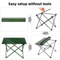 Rock Cloud Portable Camping Table Ultralight Aluminum Folding Beach Table Camp For Camping Hiking Backpacking Outdoor Picnic, Green