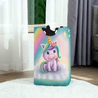 Senya Large Storage Basket Collapsible Organizer Bin Laundry Hamper For Nursery Clothes Toys, Cute Rainbow Unicorn