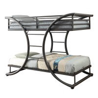 Metal Constructed Twin over Twin Bunk Bed with X Shape Frame, Gray