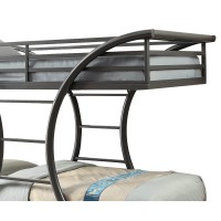 Metal Constructed Twin over Twin Bunk Bed with X Shape Frame, Gray