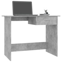 Vidaxl - Modern Compact Desk With Integrated Drawer - Engineered Wood, Concrete Gray - Suitable For Study, Home Office, Dorm Room, Hallway