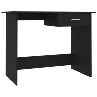 Vidaxl Modern Computer Desk With Drawer - Engineered Wood, Compact Design For Small Spaces, Durable And Easy To Clean - Black Finish