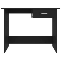 Vidaxl Modern Computer Desk With Drawer - Engineered Wood, Compact Design For Small Spaces, Durable And Easy To Clean - Black Finish