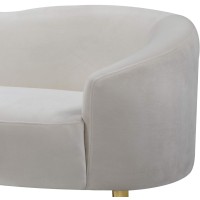 Meridian Furniture Ritz Collection Modern | Contemporary Velvet Upholstered Loveseat with Sturdy Metal Legs in Rich Gold Finish, Cream, 67