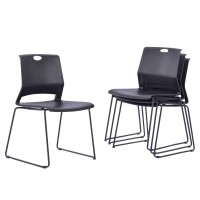 Sidanli Stacking Chairs Stackable Waiting Room Chairs Conference Room Chairs-Black (Set Of 4)