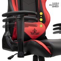 Yeyian Ergonomic Pc Gaming Chair Reclining Rolling Bucket Seat Racing Esports Computer Video Game Office Executive Desk Recliner Height Adjustable Soft Cushioned Headrest Lumbar Support 330Lbs Red