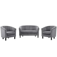 Prospect Channel Tufted 3 Piece Performance Velvet Set