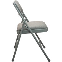 2Pack Advantage Grey Padded Metal Folding Chair Grey 1in Fabric Seat