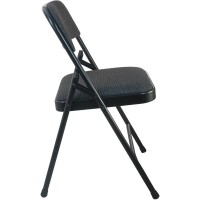 2Pack Advantage Black Padded Metal Folding Chair Black 1in Fabric Seat