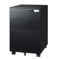 Devaise 3-Drawer Mobile File Cabinet With Smart Lock, Pre-Assembled Steel Pedestal Under Desk, Black