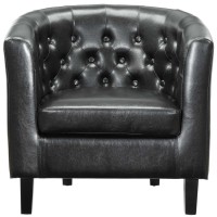 Modway Prospect Upholstered Vinyl Armchair Set Of 2, Black