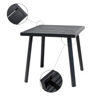 C-Hopetree Small Metal Outdoor Coffee Side Table For Outside Patio  Square  Black