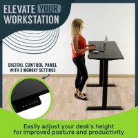 Techorbits Electric Standing Desk Frame With 47 X 24 Tabletop - Motorized Workstation Two Leg Stand Up Desk With Memory Settings And Telescopic Sit Stand Height Adjustment (Grey Frame/White Top)