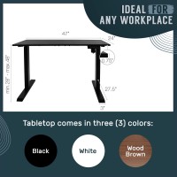 Techorbits Electric Standing Desk Frame With 47 X 24 Tabletop - Motorized Workstation Two Leg Stand Up Desk With Memory Settings And Telescopic Sit Stand Height Adjustment (Grey Frame/White Top)