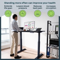 Techorbits Electric Standing Desk Frame With 47 X 24 Tabletop - Motorized Workstation Two Leg Stand Up Desk With Memory Settings And Telescopic Sit Stand Height Adjustment (Grey Frame/White Top)