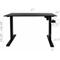 Techorbits Electric Standing Desk Tabletop - 47 Inch Motorized Workstation Two Leg Frame Stand Up Desk With Memory Settings And Telescopic Sit-Stand Height Adjustment Black