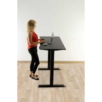 Techorbits Electric Standing Desk Tabletop - 47 Inch Motorized Workstation Two Leg Frame Stand Up Desk With Memory Settings And Telescopic Sit-Stand Height Adjustment Black