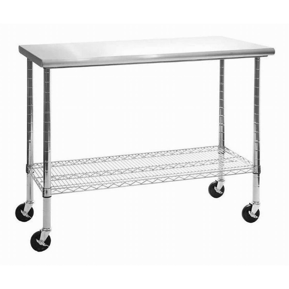 Work Table Stainless Steel All Purpose Wheels 49 Inches