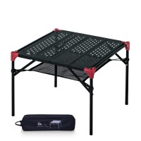 Iclimb Extendable Folding Table Large Tabletop Area Ultralight Compact With Hollow Out Tabletop And Carry Bag For Camping Backpacking Beach Concert Bbq Party, Three Size (Black - S)