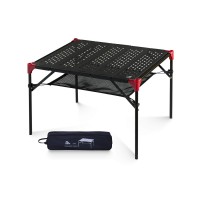 Iclimb Extendable Folding Table Large Tabletop Area Ultralight Compact With Hollow Out Tabletop And Carry Bag For Camping Backpacking Beach Concert Bbq Party, Three Size (Black - L)