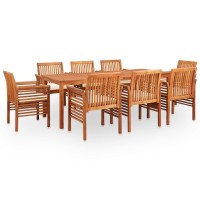 vidaXL 9 Piece Outdoor Dining Set with Cushions Solid Acacia Wood 278900