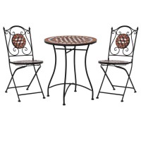 vidaXL 3 Piece Mosaic Bistro Set Ceramic Tile Terracotta 279689