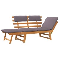 Vidaxl Patio Bench, Garden Bench With Adjustable Armrest, Outdoor Bench For Porch Courtyard Poolside Balcony, 2-In-1 Solid Wood Acacia