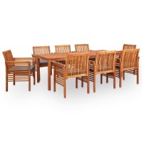 vidaXL 9 Piece Outdoor Dining Set with Cushions Solid Acacia Wood 278906
