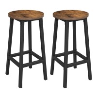 Vasagle Bar Stools, Set Of 2 Bar Chairs, Steel Frame, 25.6 Inch Tall, For Kitchen Dining, Easy Assembly, Industrial Design, Rustic Brown And Black Ulbc32X