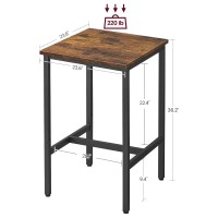 Vasagle Bar Table, Small Kitchen Dining Table, High Top Pub Table, Height Cocktail Table For Living Room Party, Sturdy Metal Frame, 23.6 X 23.6 X 36.2 Inches For Narrow Spaces, Rustic Brown And Black