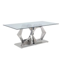 Acme Furniture Gianna Dining Table In Clear Glass And Stainless Steel