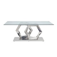 Acme Furniture Gianna Dining Table In Clear Glass And Stainless Steel