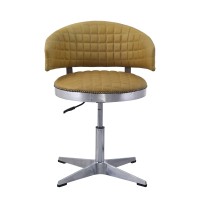 Acme Brancaster Adjustable Chair In Turmeric Top Grain Leather And Chrome