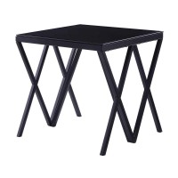 Benjara Contemporary Style Metal End Table With Geometric Base, Black