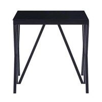 Benjara Contemporary Style Metal End Table With Geometric Base, Black