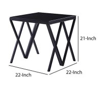 Benjara Contemporary Style Metal End Table With Geometric Base, Black