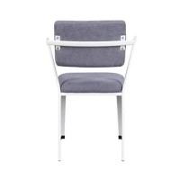 Benjara Metal Chair With Fabric Upholstery And Straight Legs, Gray And White