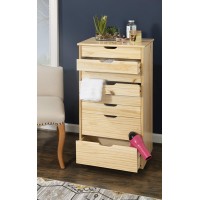 Linon Home Decor Products Corinne Eight Drawer Storage, Natural Rolling Cart