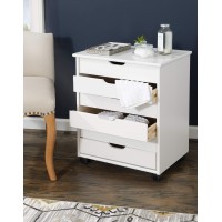 Linon Home Decor Products Corinne Six Drawer Wide, White Wash Rolling Cart