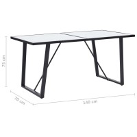 Vidaxl Dining Table Modern Marble Design Sturdy Powder-Coated Steel Frame Home Kitchen Dining Room Furniture White 55.1