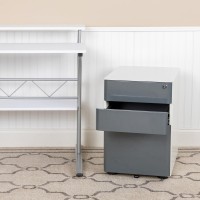 Modern 3Drawer Mobile Locking Filing Cabinet with AntiTilt Mechanism LetterLegal Drawer White with Charcoal Faceplate