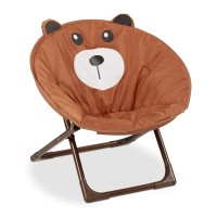 Relaxdays, Brown Moon Chair Kids Foldable Indoor & Outdoor Camping Seat For Boys And Girls, Bear, Hxwxd 48 X 51 X 48 Cm, Pack Of 1