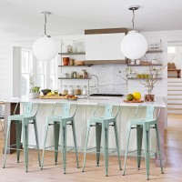 Changjie Furniture Metal Bar Stools Set Of 4 Distressed Industrial Counter Bar Stool With Backs Bistro Cafe Barstools(30 Inch, Distressed Blue-Green)