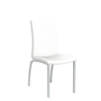 Furniturebox Dining Chair Set Of 2 - Isco Faux Leather Upholstered White Dining Chairs With Silver Chrome Legs