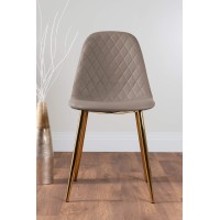 Furniturebox Uk Dining Chair Set Of 2 - Corona Gold Leg Cappuccino Beige Faux Leather Dining Chair