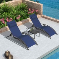 Purple Leaf Patio Chaise Lounge Set Outdoor Beach Pool Sunbathing Lawn Lounger Recliner Outside Tanning Chairs With Arm For All